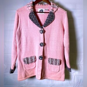 VINTAGE STORYBOOK KNITS PINK BEADED SWEATER